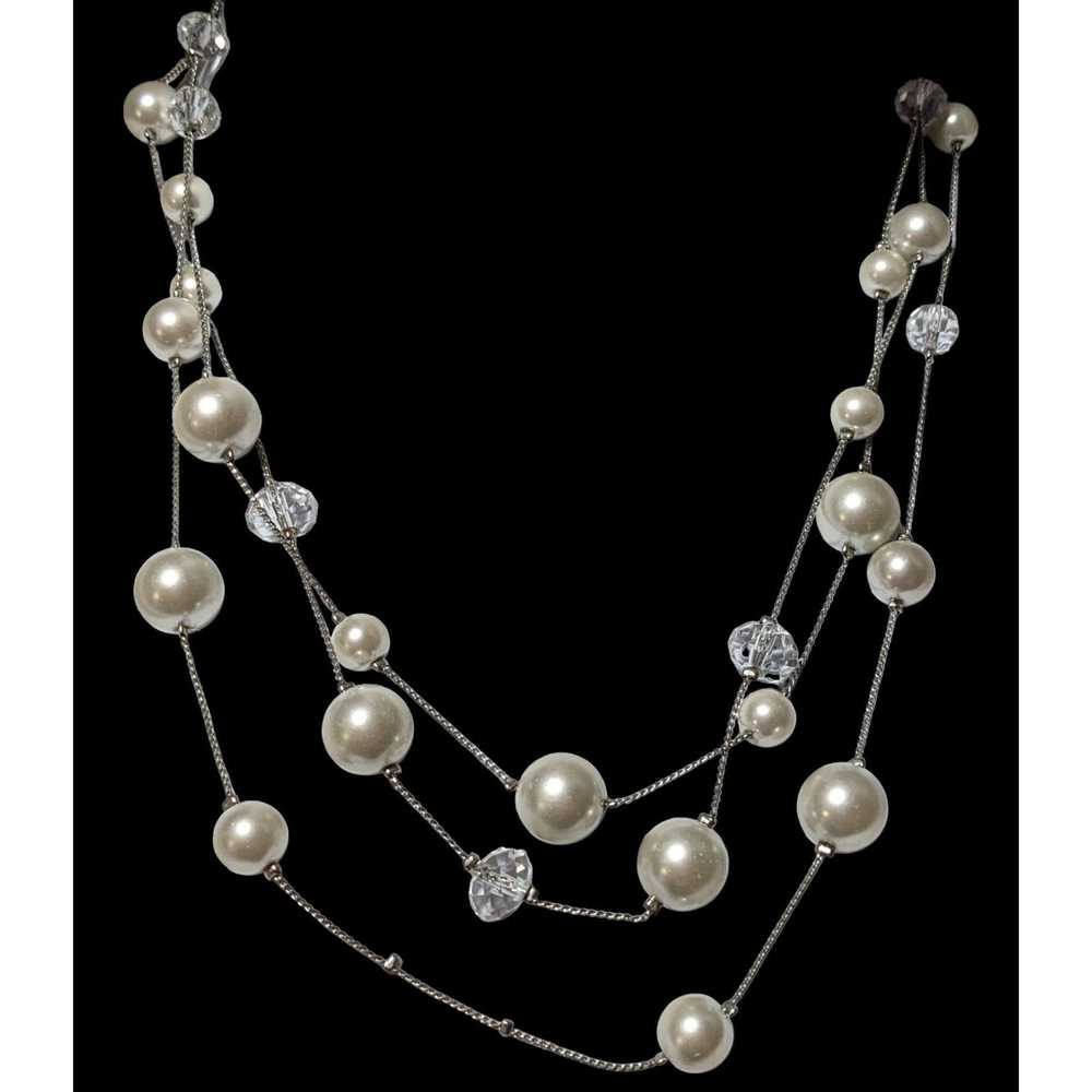 Other Silver Faux Pearl Multilayer Beaded Floatin… - image 2