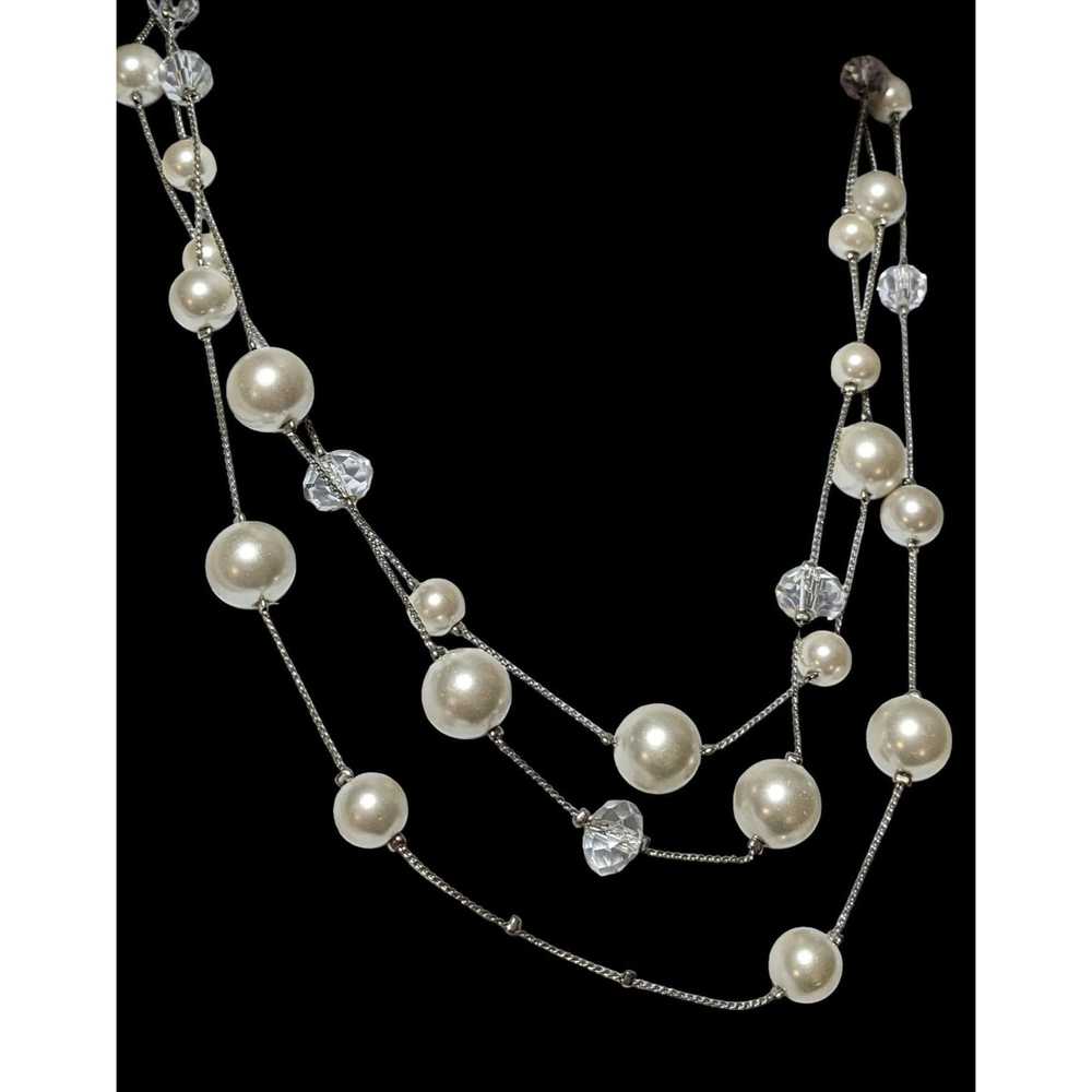 Other Silver Faux Pearl Multilayer Beaded Floatin… - image 3