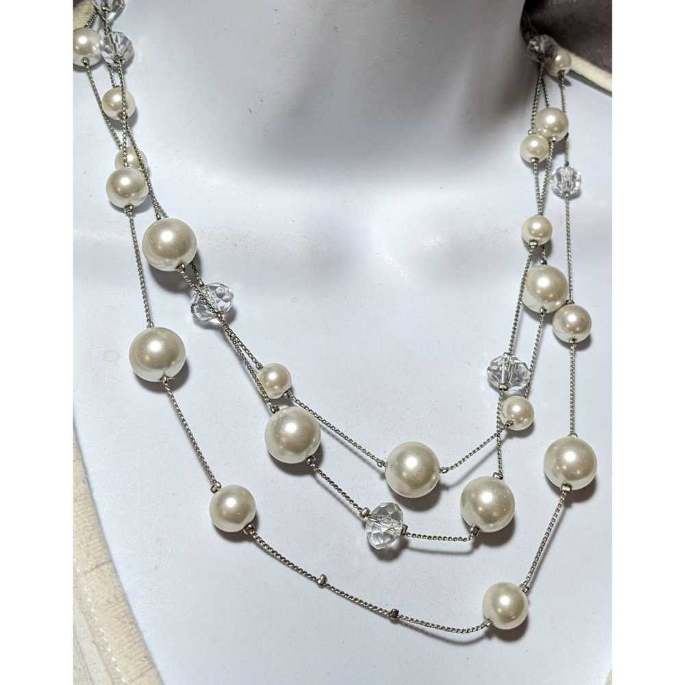 Other Silver Faux Pearl Multilayer Beaded Floatin… - image 5