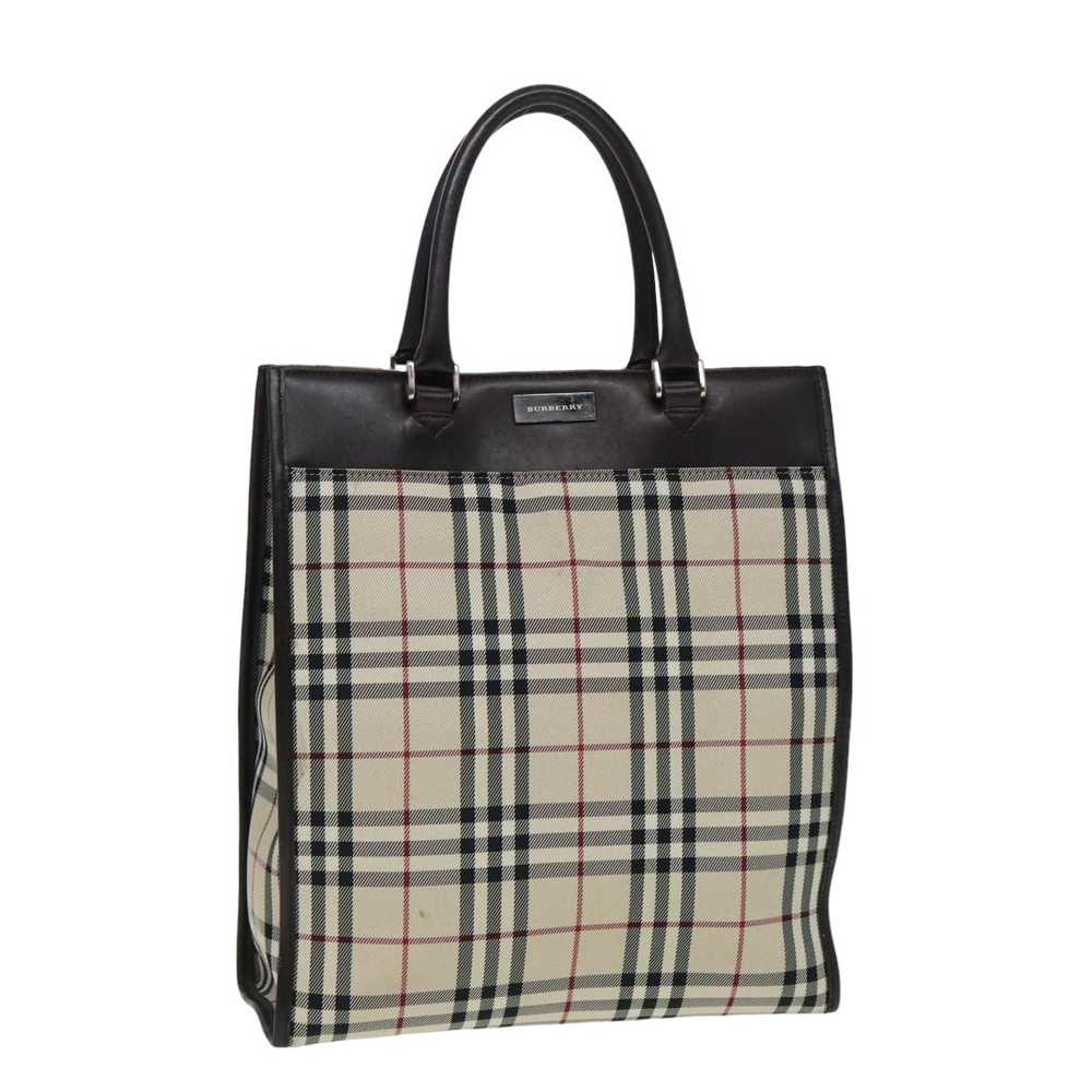 BURBERRY Nova Check Hand Bag Canvas Beige Dark Br… - image 1