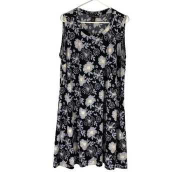 Vintage Candalite Womens Black Floral Round Neck … - image 1