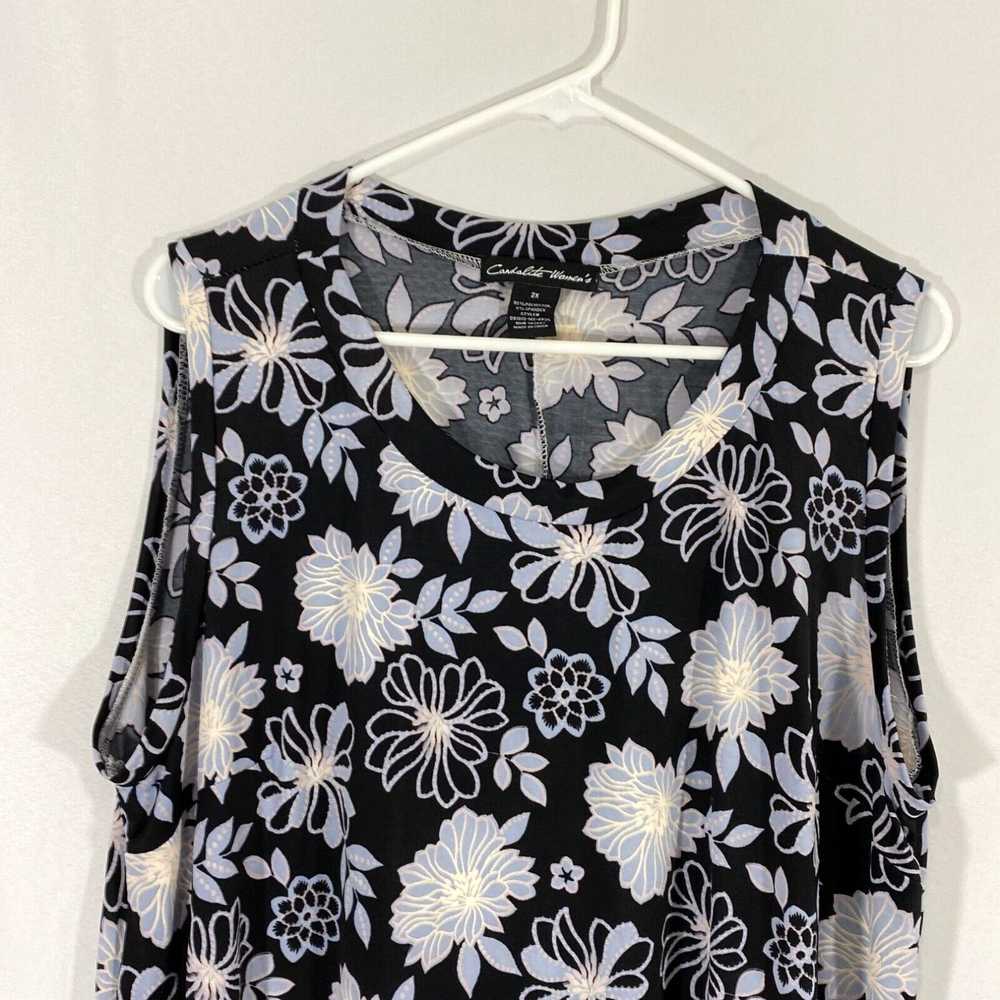 Vintage Candalite Womens Black Floral Round Neck … - image 3