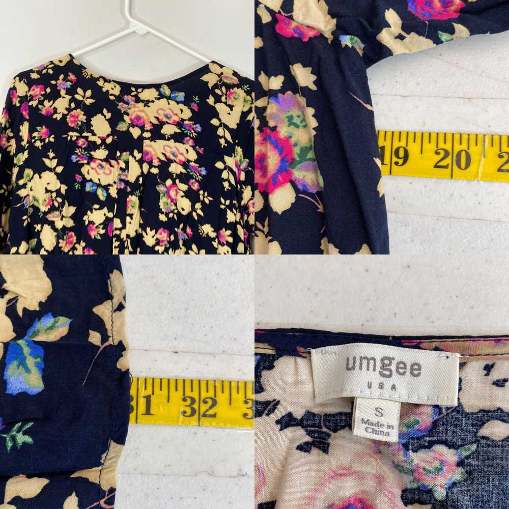 Vintage Umgee Womens Black Floral V Neck 3/4 Slee… - image 4