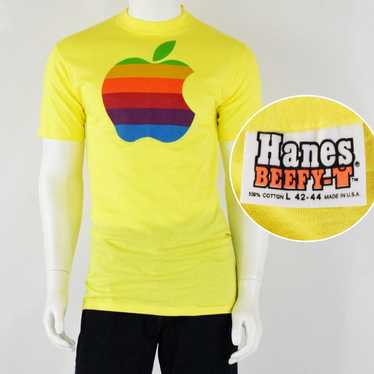 Apple 1980s Vintage Apple Rainbow T Shirt Super S… - image 1