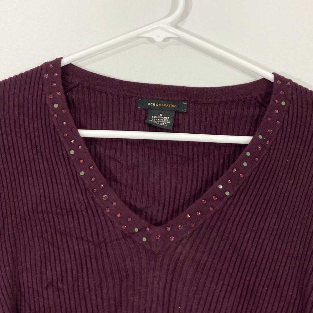 Vintage Bcbg Maxazria Womens Purple Beaded V Neck… - image 3