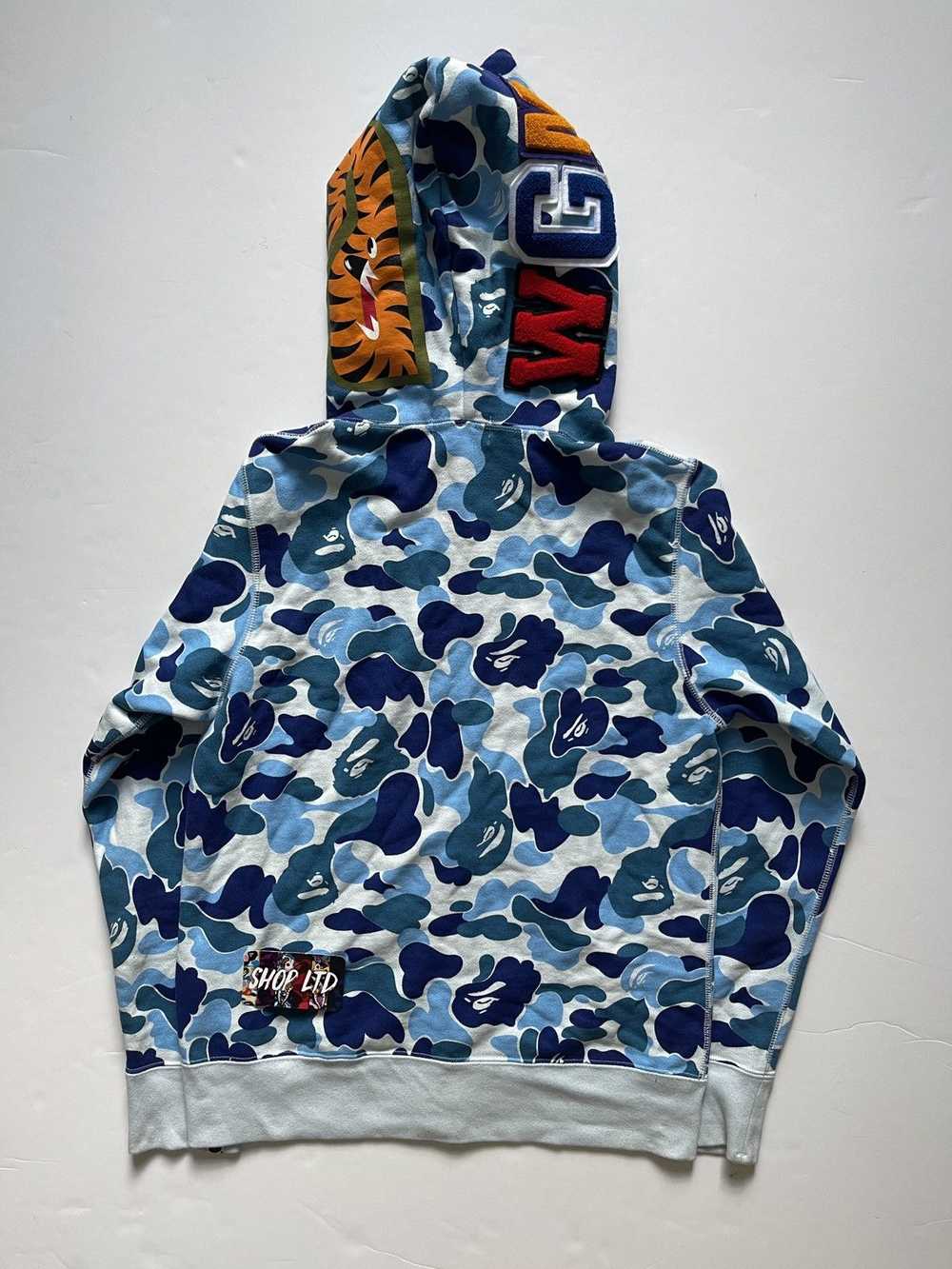 Bape A Bathing Ape Blue ABC Camo Shark Hoodie - image 12