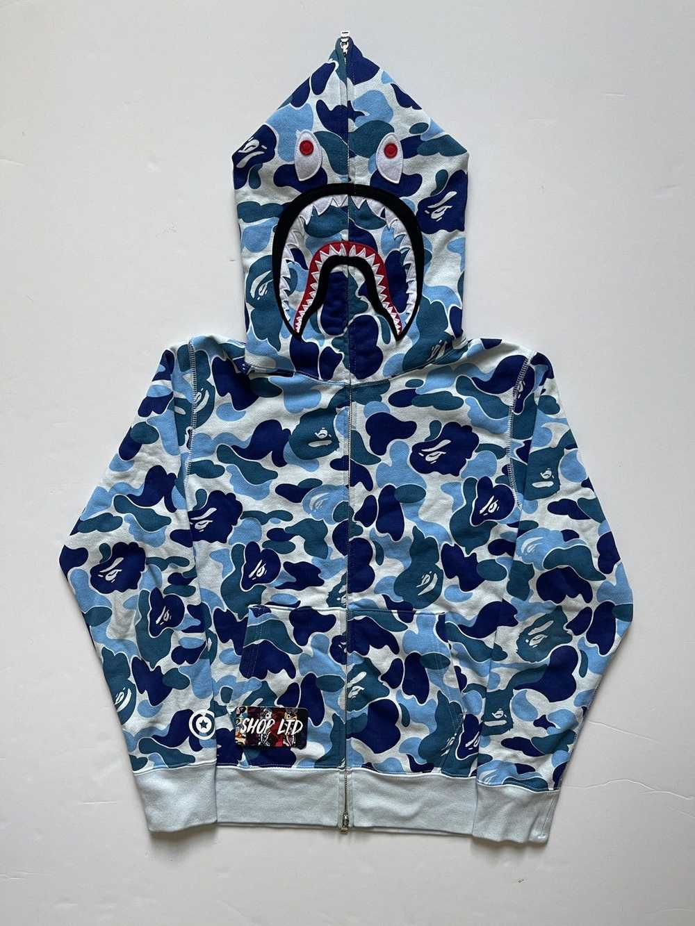 Bape A Bathing Ape Blue ABC Camo Shark Hoodie - image 1