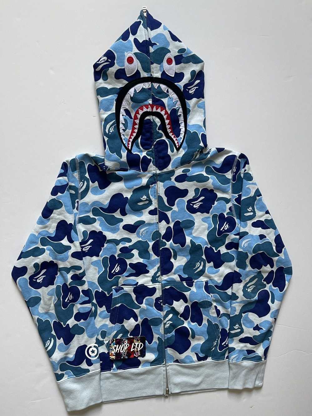 Bape A Bathing Ape Blue ABC Camo Shark Hoodie - image 2