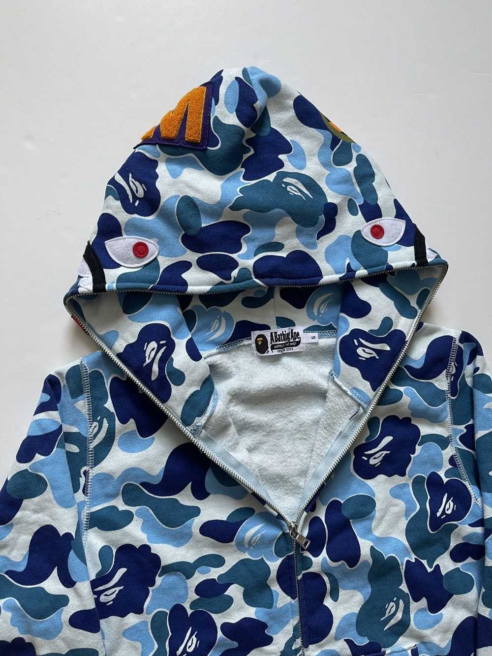 Bape A Bathing Ape Blue ABC Camo Shark Hoodie - image 3