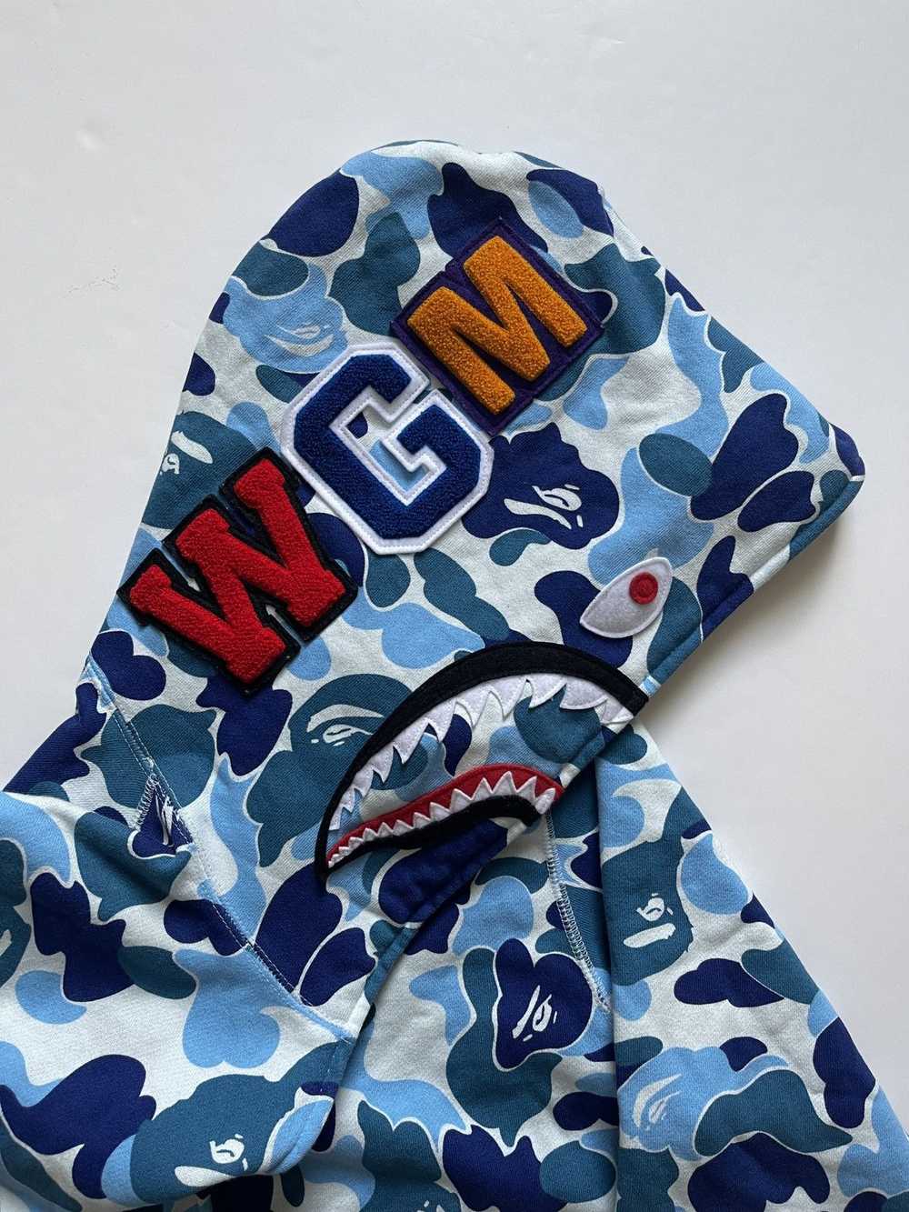 Bape A Bathing Ape Blue ABC Camo Shark Hoodie - image 4