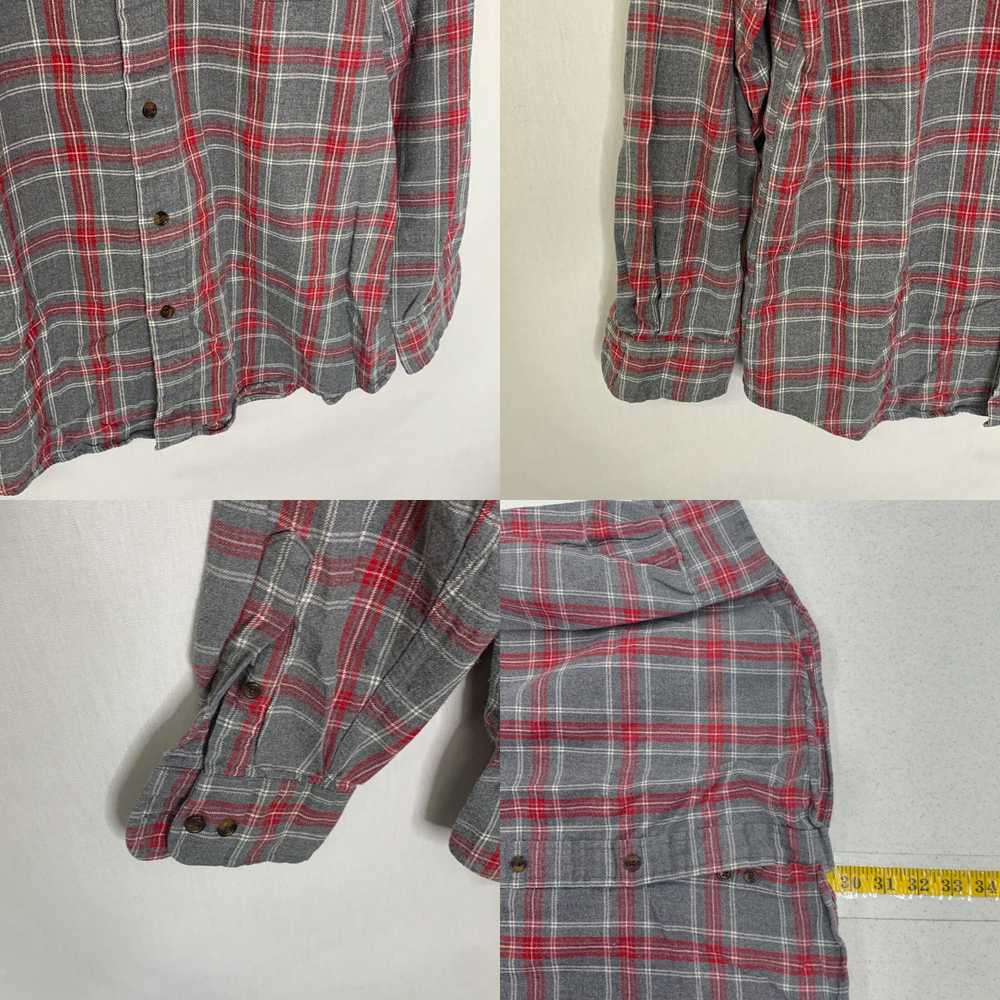 Vintage Saddlebred Mens Gray Red Plaid Cotton Lon… - image 4