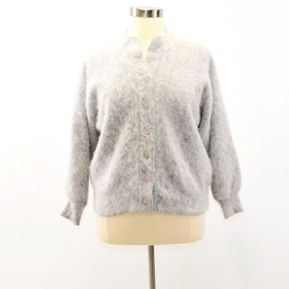 Vintage 80s Vintage Womens XL Gray Fuzzy Angora E… - image 1