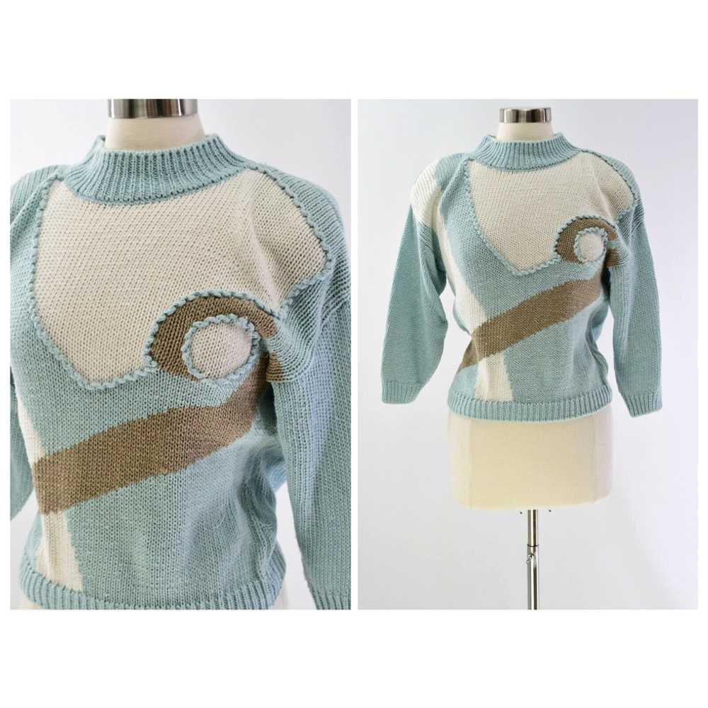 Vintage 90s Vintage Womens M Textured Mock Neck S… - image 1