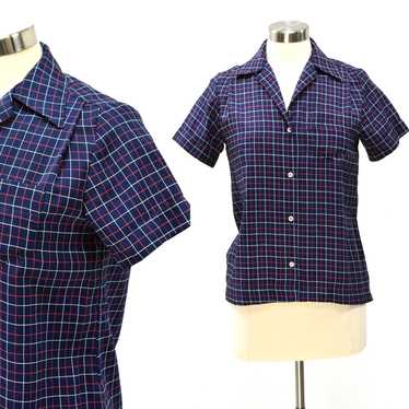 Evan Picone 70s Vintage Blue Plaid Evan Picone Bl… - image 1