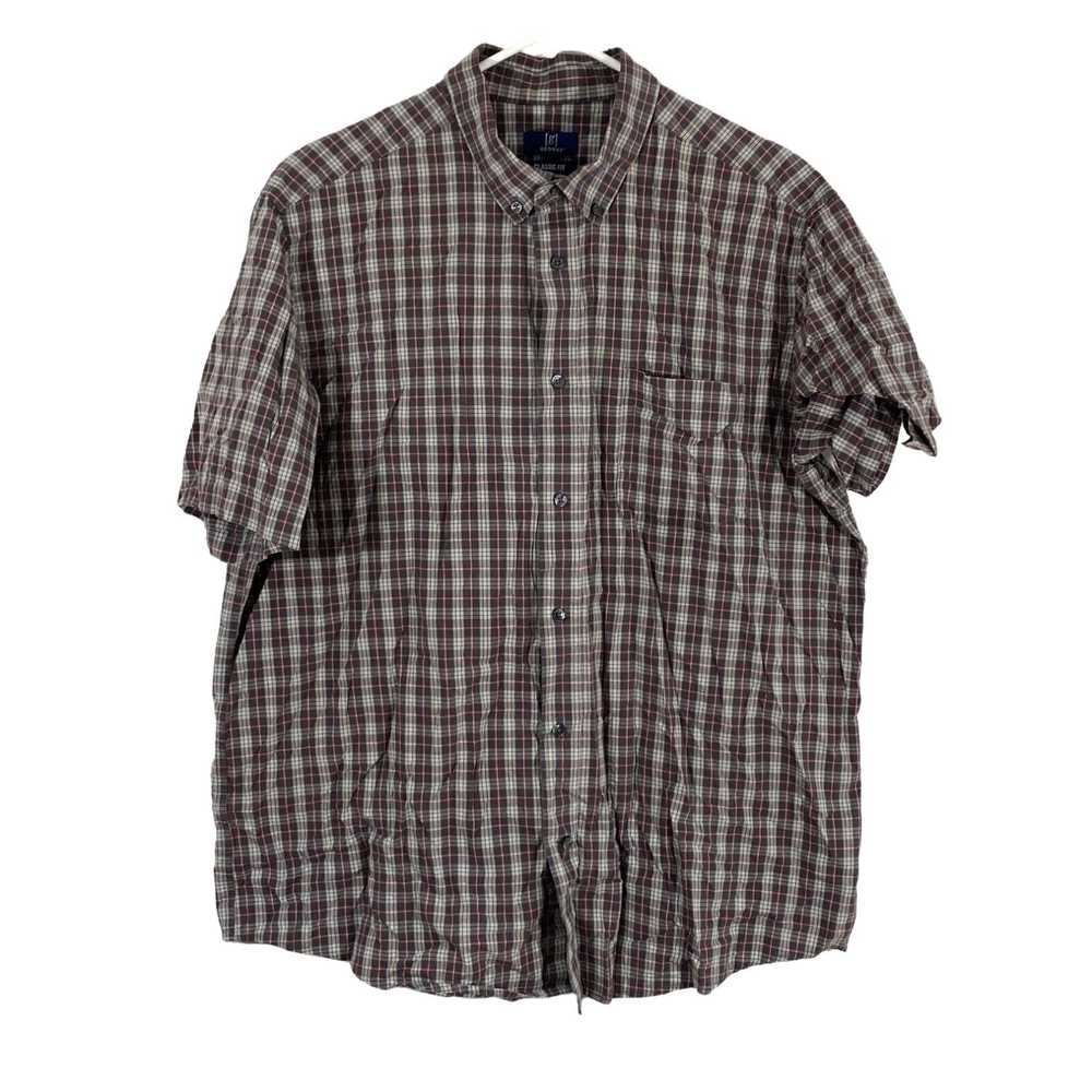 George George Mens Multicolor Plaid Classic Fit S… - image 1