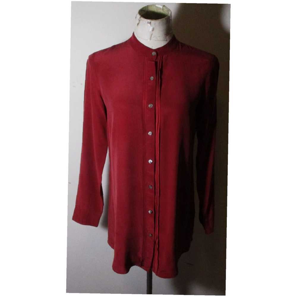 Vintage Women's J. JILL Burgundy 100% Silk Long S… - image 1