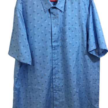 George George Mens Blue Geometric Short Sleeve Ch… - image 1