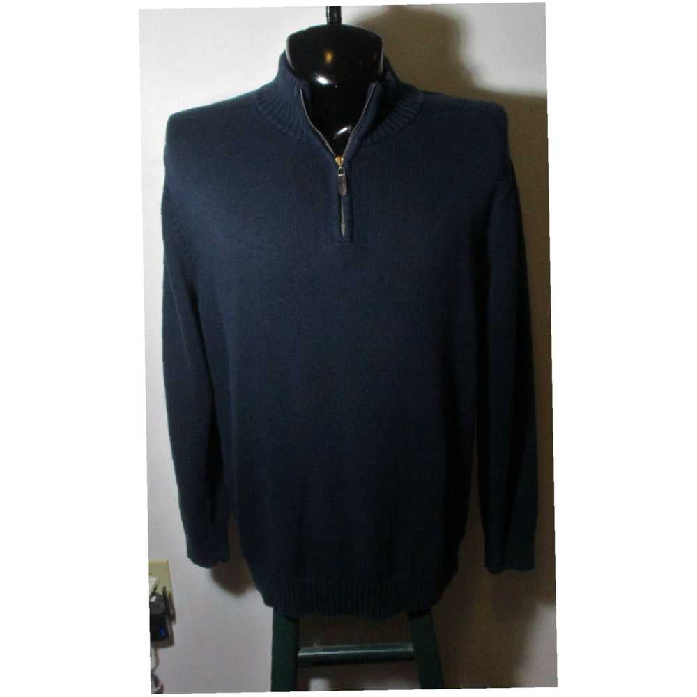 Vintage Men's L.L. BEAN Navy Blue Long Sleeve 1/2… - image 1