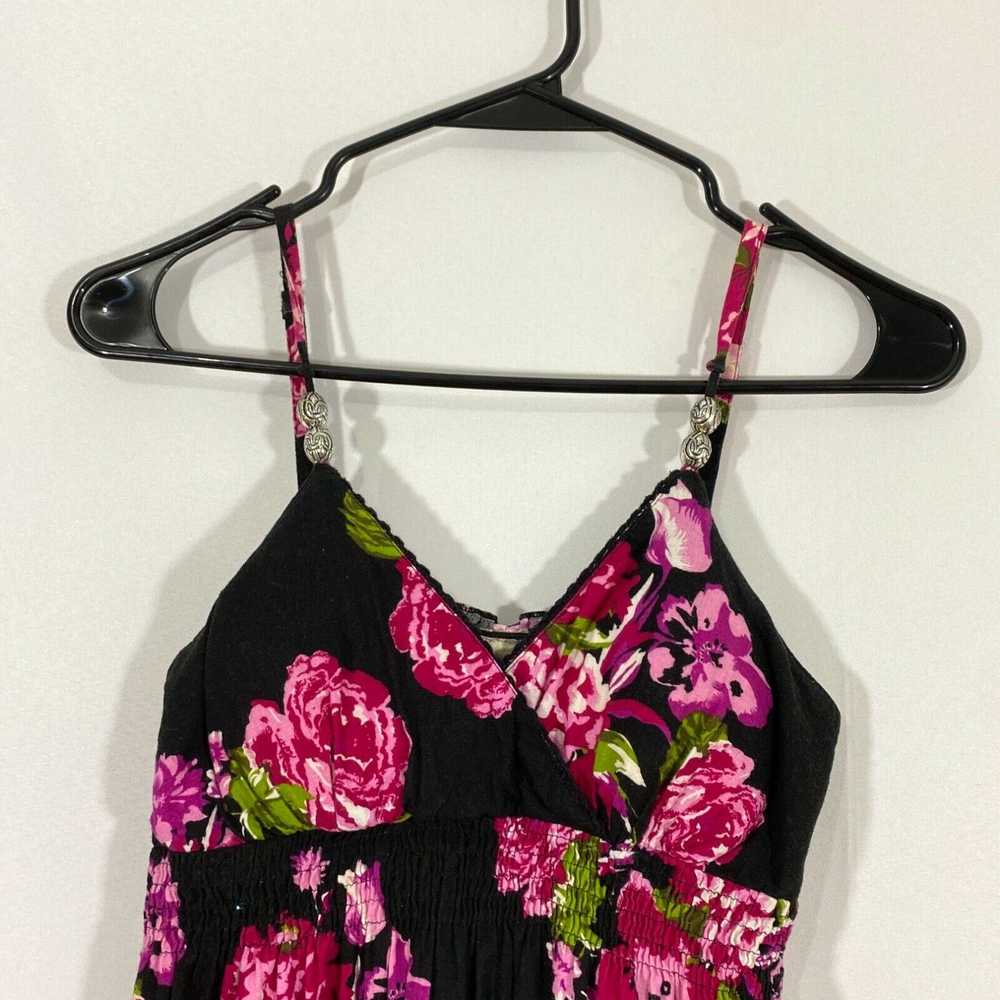 Vintage No Boundaries Womens Black Floral Cotton … - image 3