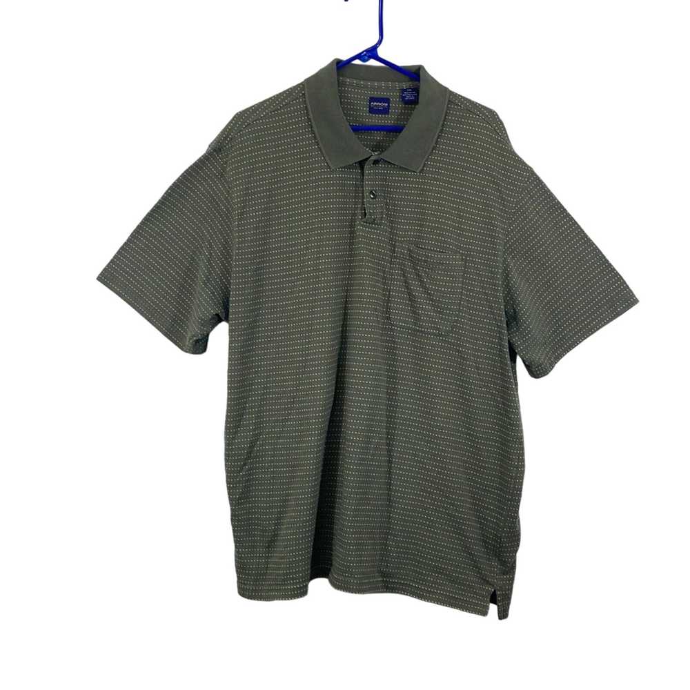 Arrow Arrow Mens Green Geometric Short Sleeve Col… - image 1