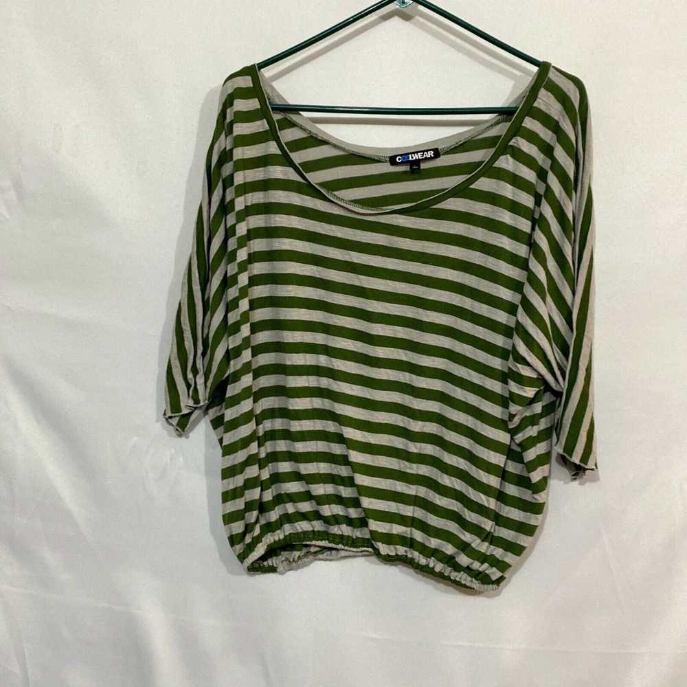 Vintage Coolwear Womens Green Striped Three Quart… - image 2