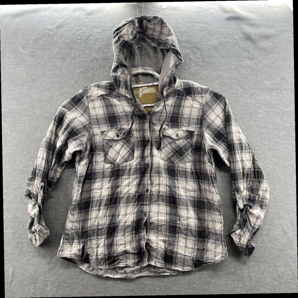 Vintage columbia womens size XL hooded flannel bu… - image 1