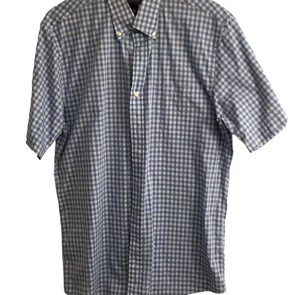 Vintage Saddlebred Mens Blue Check Short Sleeve E… - image 1