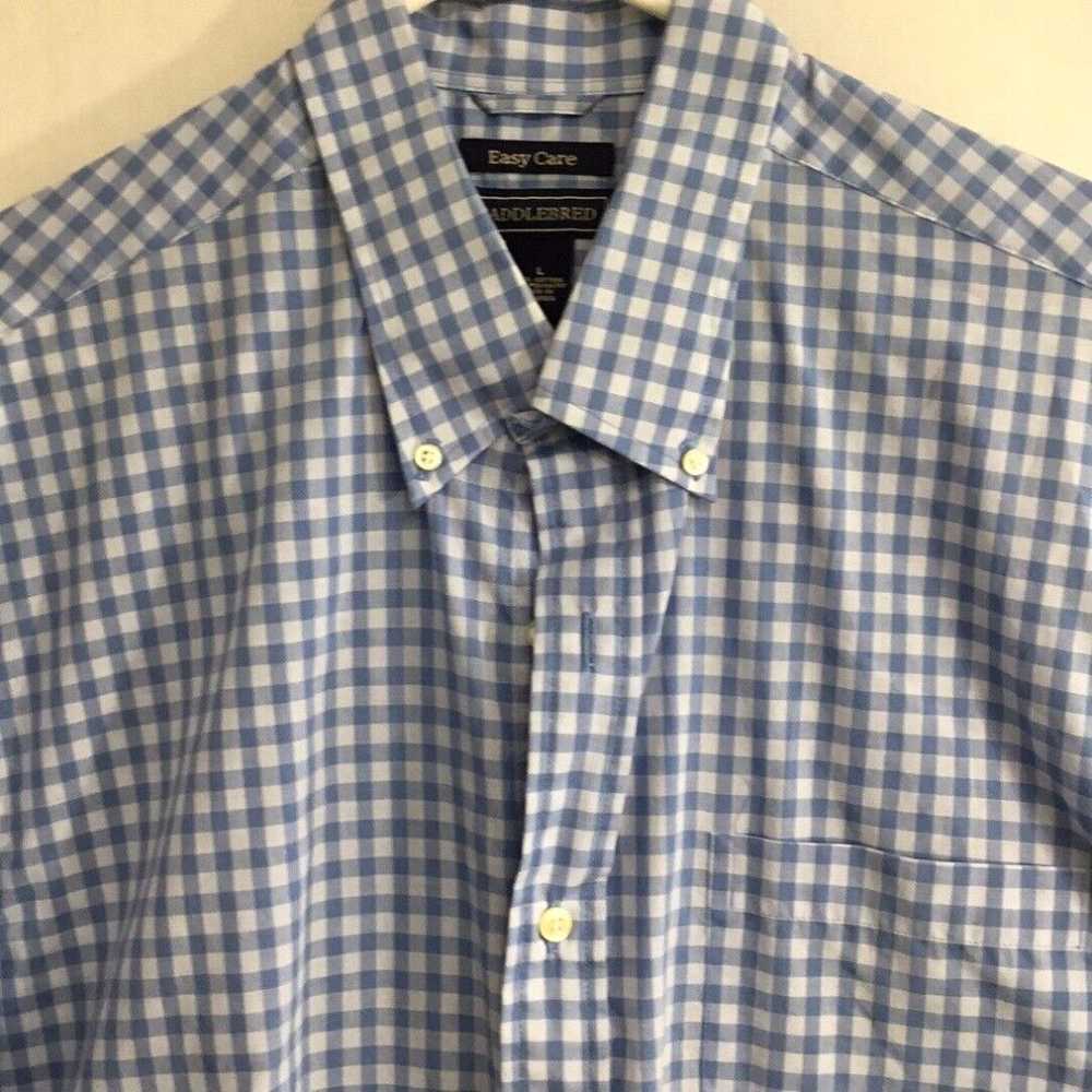 Vintage Saddlebred Mens Blue Check Short Sleeve E… - image 3