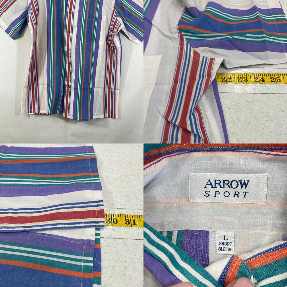 Arrow Arrow Sport Mens Multicolor Striped Short S… - image 4