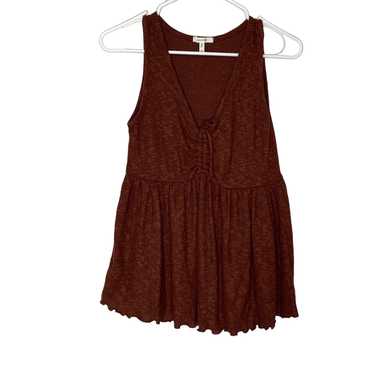 Vintage Maurices Womens Brown Ribbed Stretch V-Nec