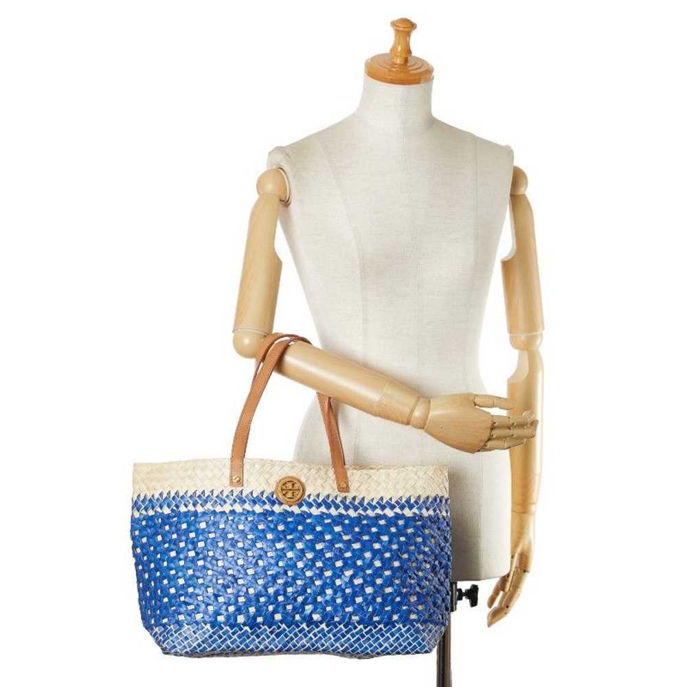 Other Other Tory Burch Raffia Leather Tote Bag Na… - image 10