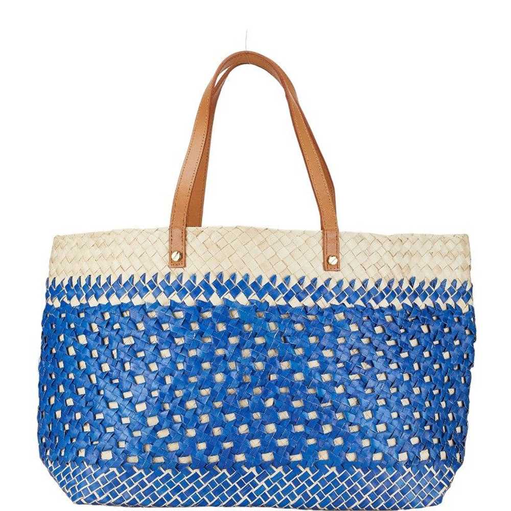 Other Other Tory Burch Raffia Leather Tote Bag Na… - image 4