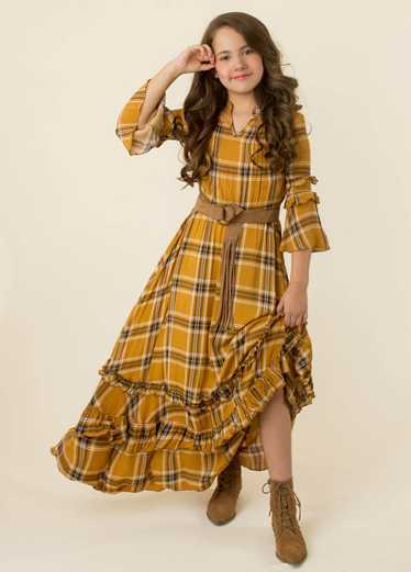 Joyfolie Mariana Dress in Ochre Plaid