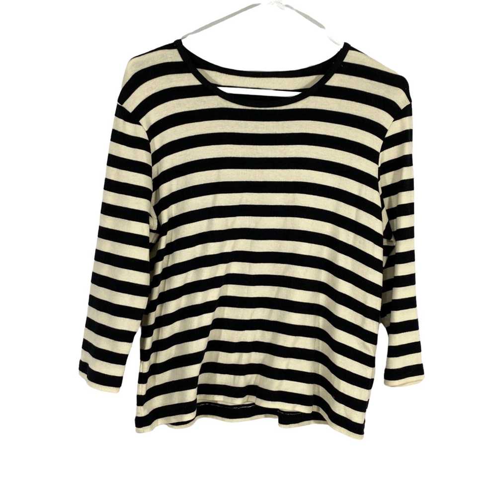 Vintage Onque Casuals Womens Black Striped Round … - image 1