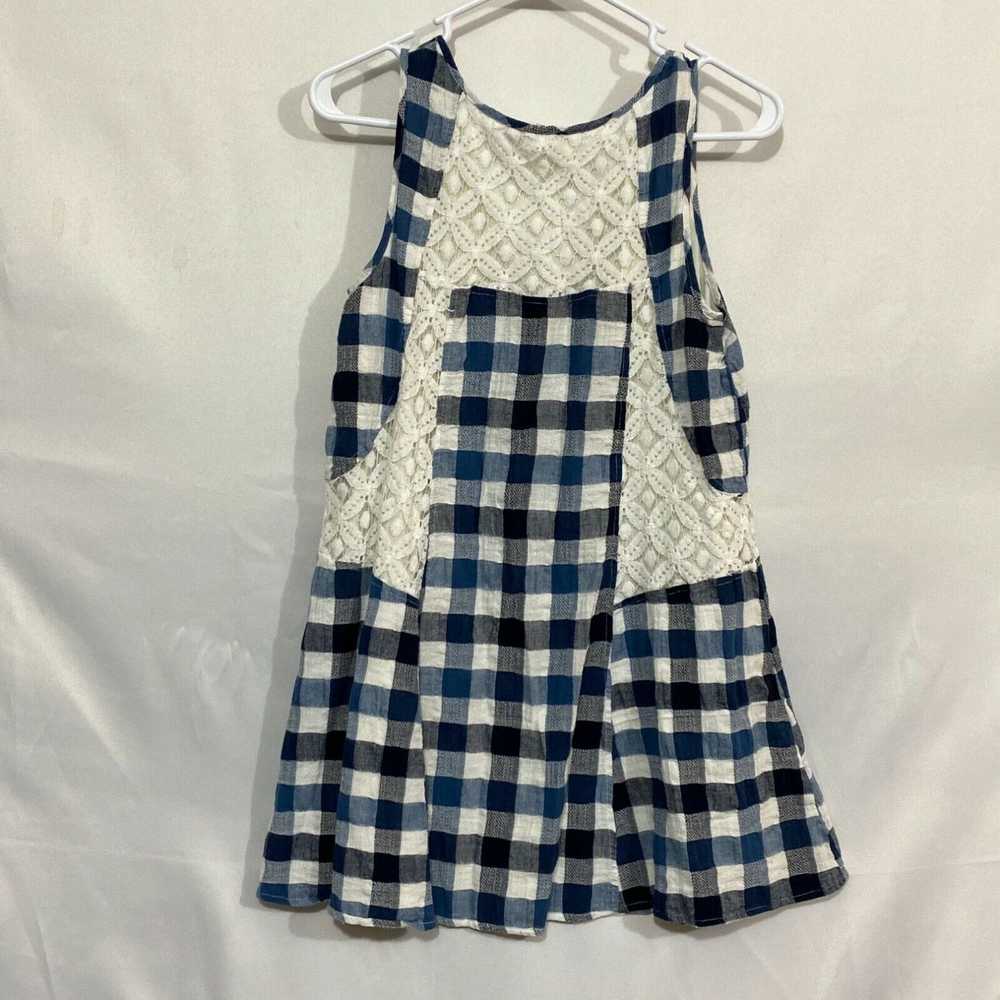 Vintage Entro Womens Blue White Checks Crochet Ro… - image 2