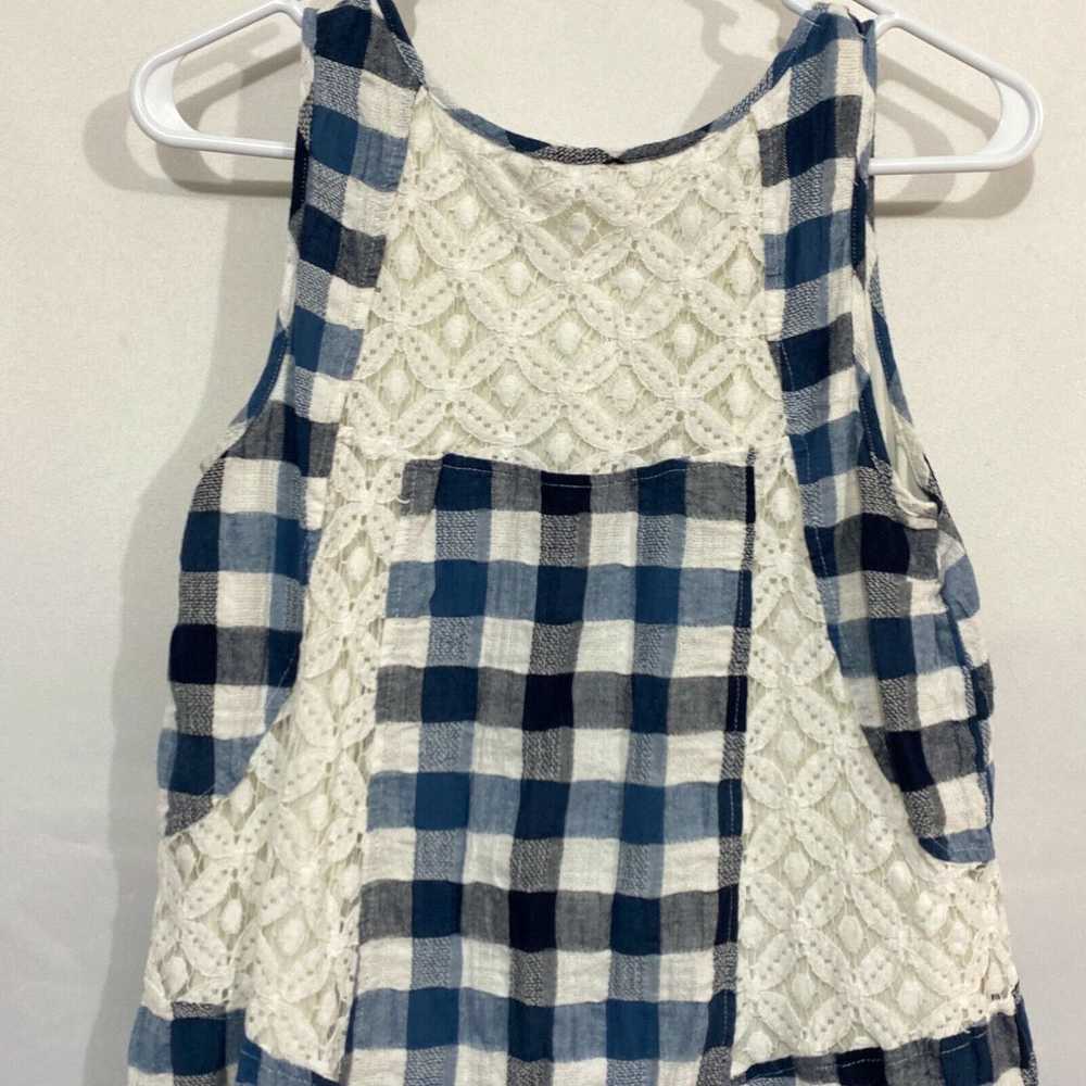 Vintage Entro Womens Blue White Checks Crochet Ro… - image 3