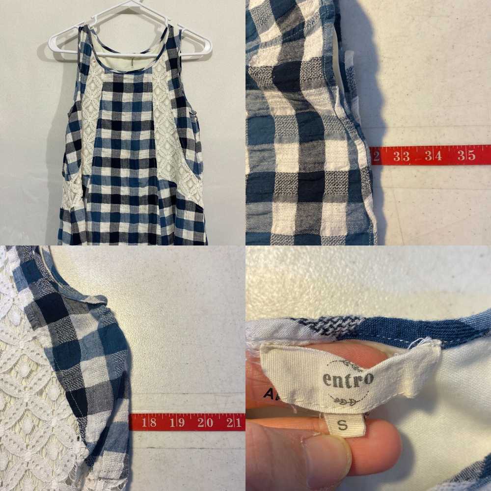 Vintage Entro Womens Blue White Checks Crochet Ro… - image 4