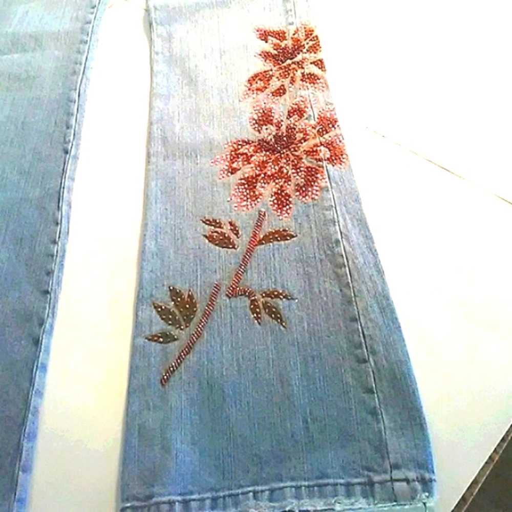 Other Cavaricci Beaded Jeans Sz S 25"W Lt Blue Fl… - image 4