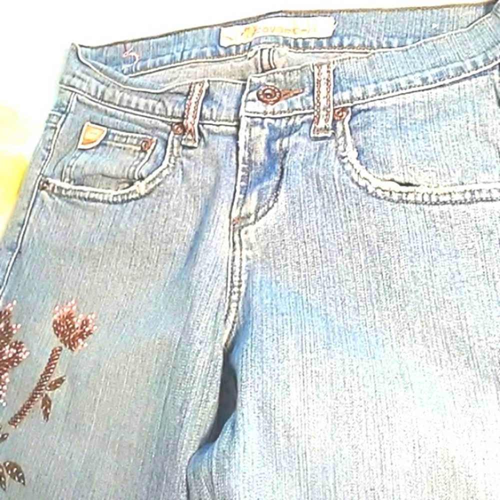 Other Cavaricci Beaded Jeans Sz S 25"W Lt Blue Fl… - image 9