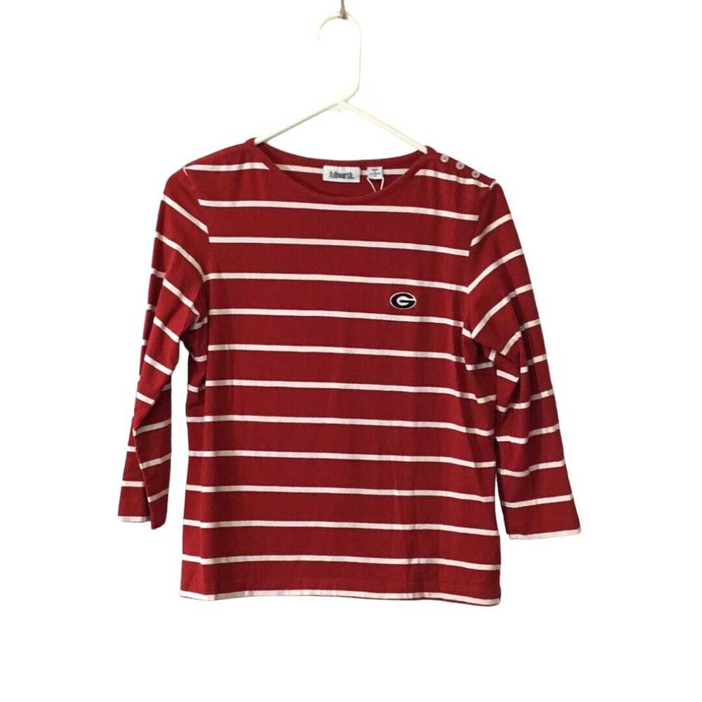 Vintage Ashworth Womens Red Striped 3/4 Sleeve Ro… - image 1