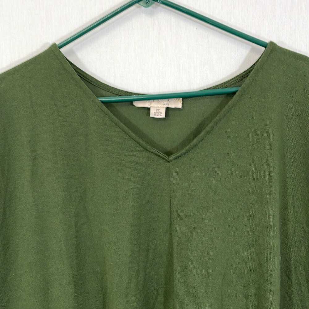 Vintage Misia Womens Green Short Sleeve V-Neck Pu… - image 3