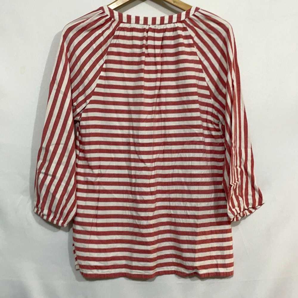 Vintage Bass Womens Red Striped 3/4 Sleeve Split … - image 2