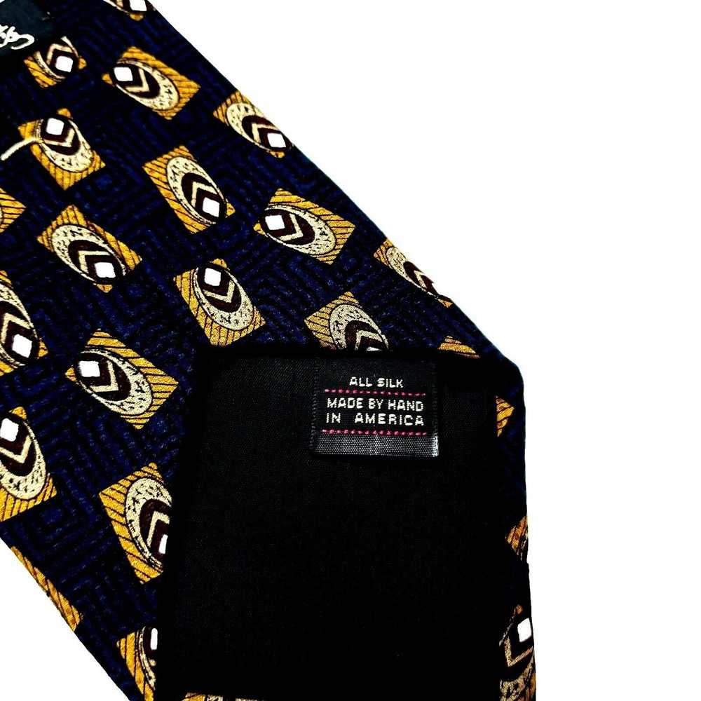 Vintage Ferrell Reed Silk Tie Print Blue Geometric - image 4