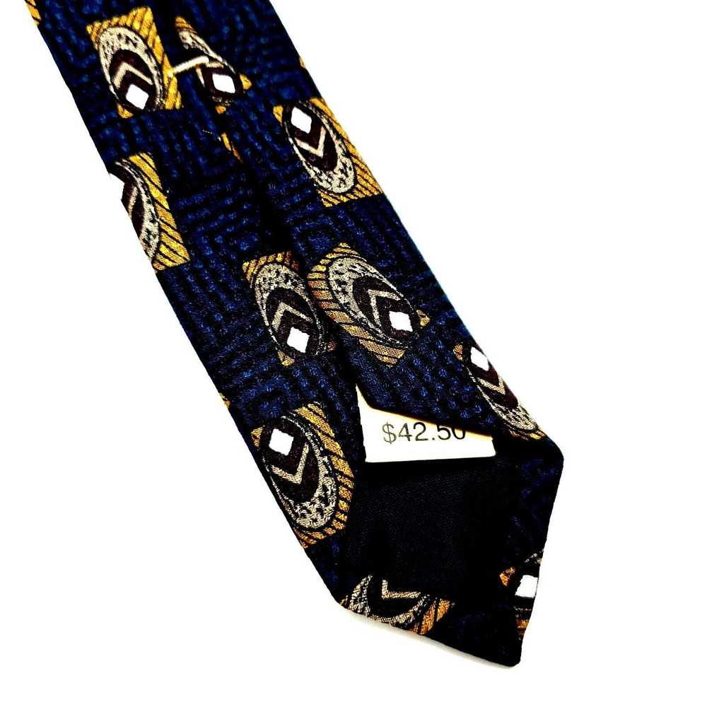 Vintage Ferrell Reed Silk Tie Print Blue Geometric - image 5