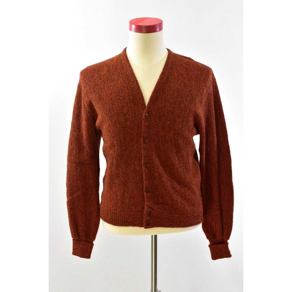 Vintage 60s Vintage Mens M Burnt Orange Alpaca Ca… - image 2