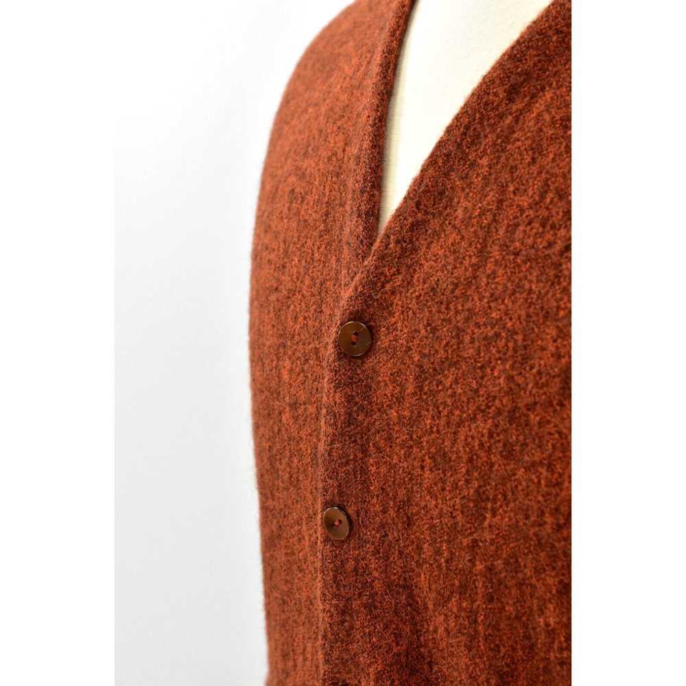 Vintage 60s Vintage Mens M Burnt Orange Alpaca Ca… - image 3