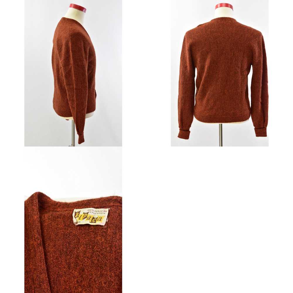 Vintage 60s Vintage Mens M Burnt Orange Alpaca Ca… - image 4