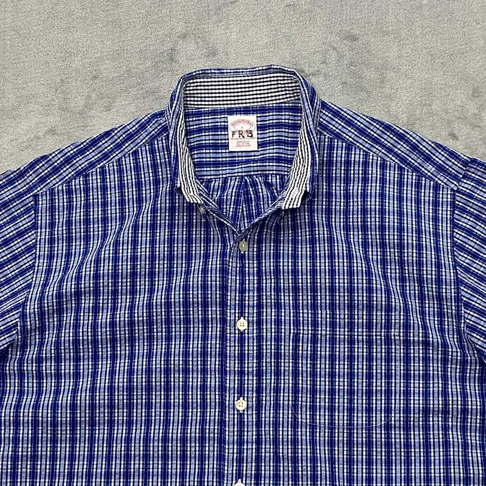 Brooks Brothers SEERSUCKER Shirt Men Large Plaid … - image 4