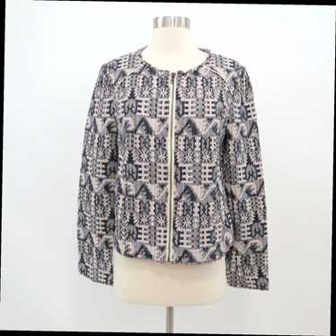 Vintage Navy White Aztec Jacquard Patterned Hei H… - image 1