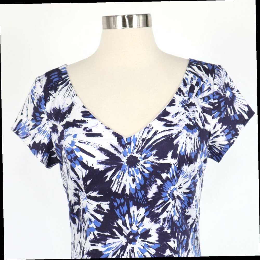 Vintage Floral Blue White Yellow Short Sleeve V N… - image 2